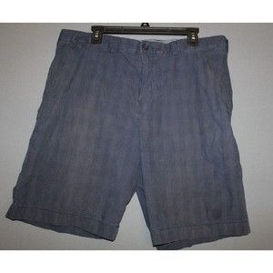 Tommy Hilfiger Shorts Mens Size 38 Chino Blue plaid Pockets 100% Cotton